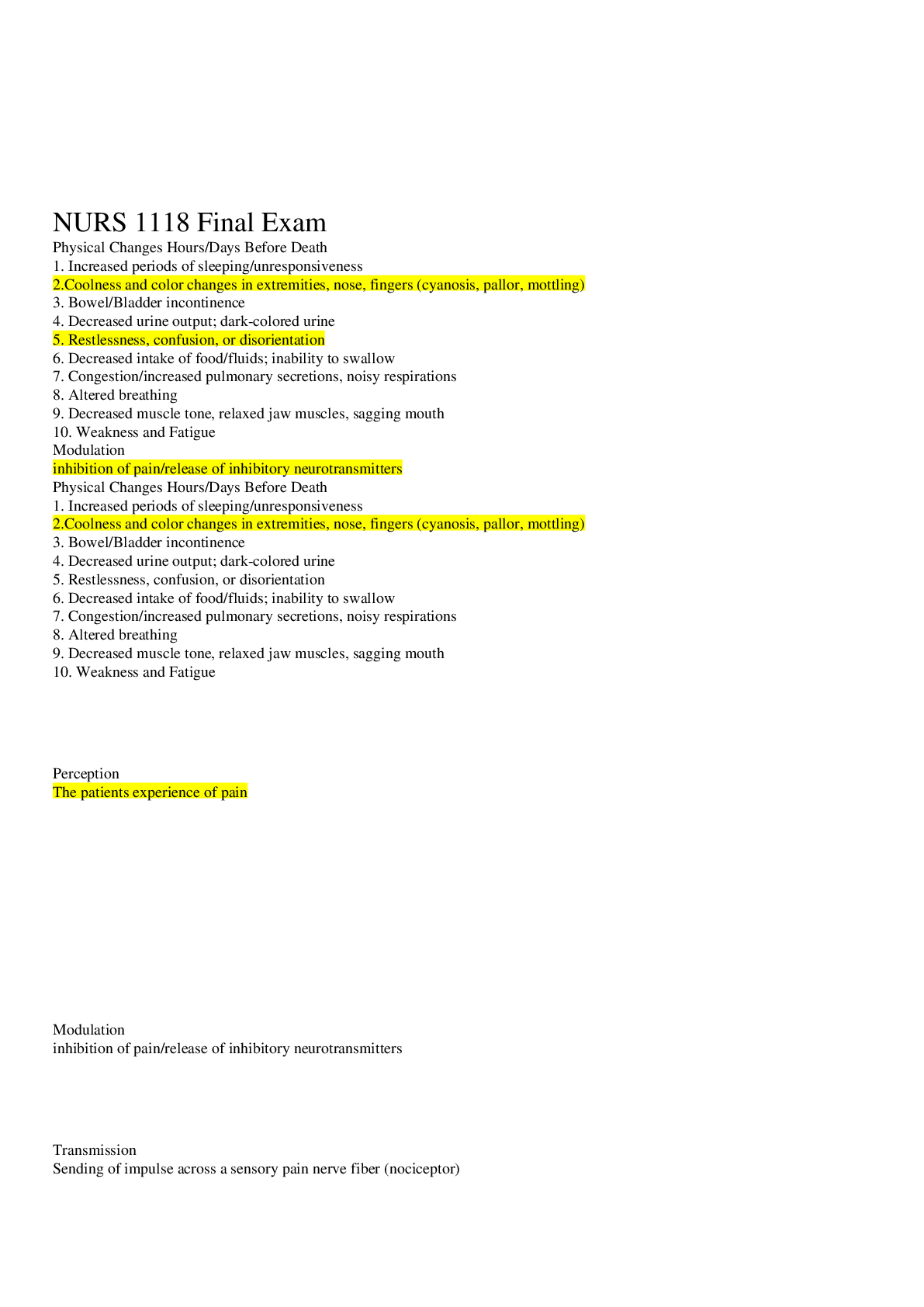 Preview image for NURS 1118 Final Exam